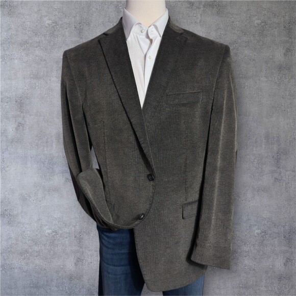 CHAPS Mens Blazer 48L Brown CORDUROY Sport Coat Two Button Suit Jacket Suits - Picture 1 of 13